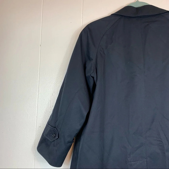 Burberry London Trench Coat Blue Navy Check Plaid Button Front Women's Size 6 - Picture 7 of 16